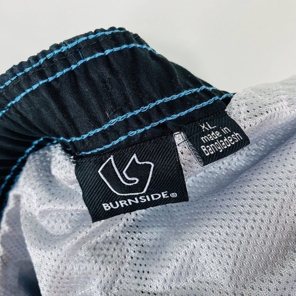 Burnside Size XL Quick Dry E-Board Swim Trunks With 8" Inseam Black Blue - Picture 4 of 4